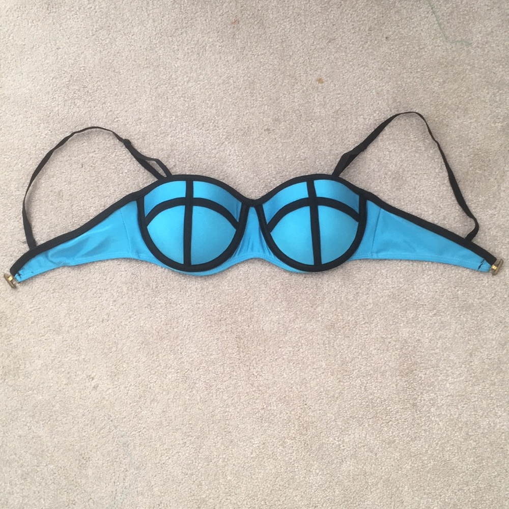 Fake Blue Triangl Bandeau Bikini Top